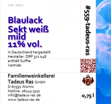 Ras Blaulack Sekt weiß mild
